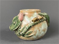 Majolica Style Frog Vase