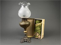 Antique Unique Brass Lamp & Chimney