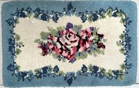 Vintage Handmade Floral Knit Rug