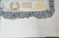 Vintage Quilt Topper, Bed Skirt & Doilies