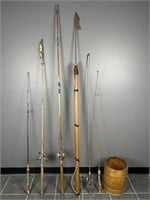 Collection of Antique Fishing Rods & Harpoon
