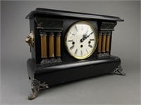 Antique Brass Footed Mantel Clock