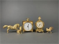 Collection D'Art Ormolu Clocks & Animals