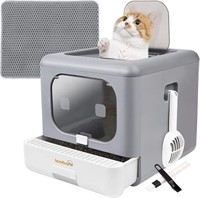 LOOBANI Foldable Cat Litter Box with Lid
