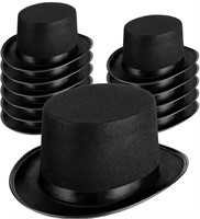 12 Pcs Black Felt Top Hats