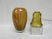 ART GLASS VASE & LAMP SHADE: