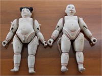 Antique Asian Wood Jointed Dolls 7"T