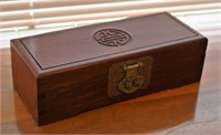 Wood Asian Style Jewelry Box 10"X4"X3"