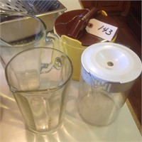 pitchers and flour container