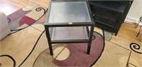 Metal glass inlay end table