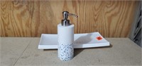 Sink/vanity dish, soap dispenser