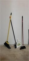 Brooms (3), dustpan