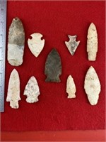 9 Arkansas Arrowheads    Indian Artifact Arrowhead