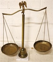 Vntg Brass Scale of Justice w/Marble Bottom