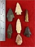 7 Arkansas Arrowheads    Indian Artifact Arrowhead