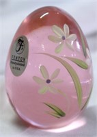 Fenton Mini Signed Hand Painted Pink Glass Egg