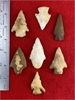 7 Arkansas Arrowheads    Indian Artifact Arrowhead