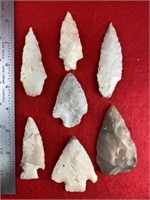 7 Novaculite Arkansas Arrowheads    Indian Artifac