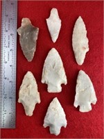 7 Novaculite Arkansas Arrowheads    Indian Artifac