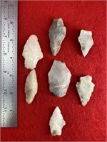 7 Arkansas Arrowheads    Indian Artifact Arrowhead