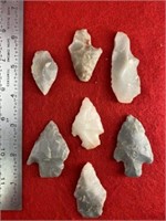 7 Arkansas Arrowheads    Indian Artifact Arrowhead