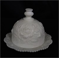 Imperial Milk Glass Rose Butter Dish