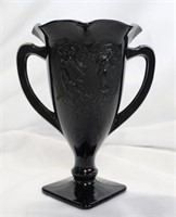 L.E. Smith Black Amethyst GlassTrophy vase