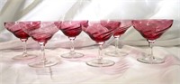 6 Pcs Cranberry & Clear Sorbet Glasses