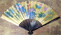 Large Asian Style Hand Painted Wall Fan