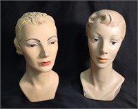 Pair of Vintage Mannequin Heads