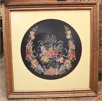 Large Framed Floral Neddlework Art
