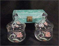 Glass Vanity Jars & Jewelry Box