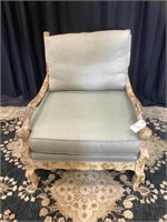 Finely crafted weathered wood framed chair