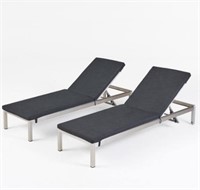 2 Pcs Noble House Cape Coral Outdoor Chaise Lounge