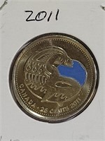 CANADIAN 2011 "ORCA" COLOURED 25¢ PIECE