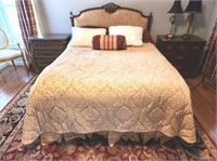 UPHOLSTERED QUEEN SIZED BED, AND MATTRESS SET