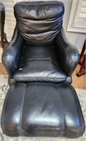 WHITTEMORE SHERRILL LEATHER CHAIR AND OTTOMAN