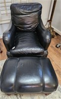 WHITTEMORE SHERRILL LEATHER CHAIR AND OTTOMAN