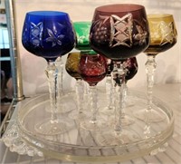CUT CRYSTAL COLORED STEMS AND CORDIALS