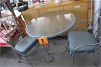 Metal & Glass Patio Table with (2) Chairs (BUYER