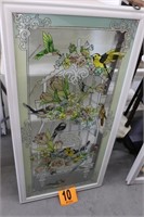 Framed Stained Glass 'Bird' Artwork
