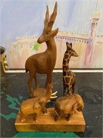 3 Pc Carved Animals