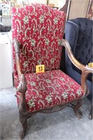 Upholstered Ornate Wood Arm Chair (BUYER