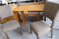 Solid Wood Table with (2) Upholstered Chairs