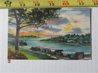 Vintage Postcard 1948  Sunset On Mississippi