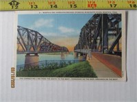 Vintage Postcard 1940's Mississippi River Bridges