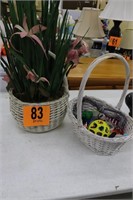 (2) White Baskets with Decor