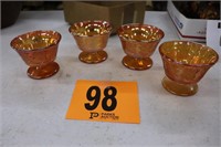 (4) Carnival Glass Dessert Bowls