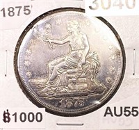 1875 Silver Trade Dollar CHOICE AU