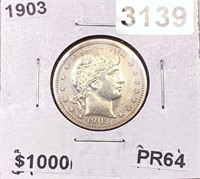 1903 Barber Silver Quarter CHOICE PROOF